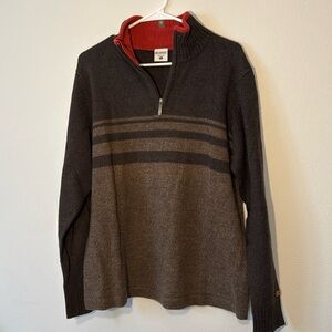 Columbia Brown Quarter Zip Ramie Blend Sweater Men’s Size Large